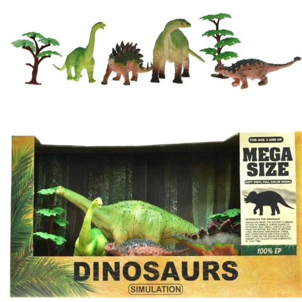 Realistic Dinosaur Figure Toy Set 6pc Large Jurassic Animals Boxed